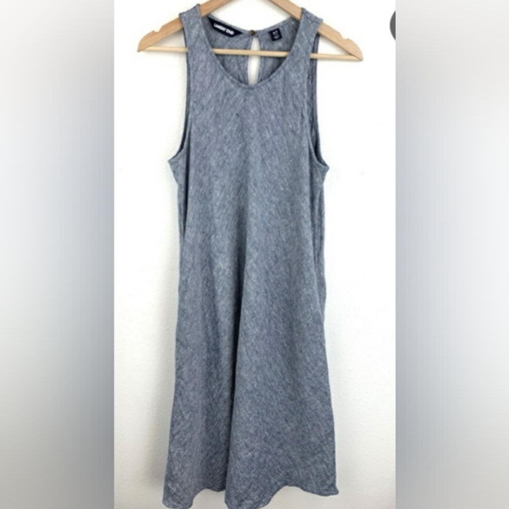 Lands' End Grey Sleeveless Midi Dress